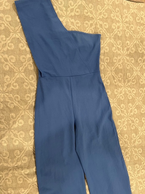 PrettyLittleThing Pants - PrettyLittleThing One-Shoulder Blue Jumpsuit